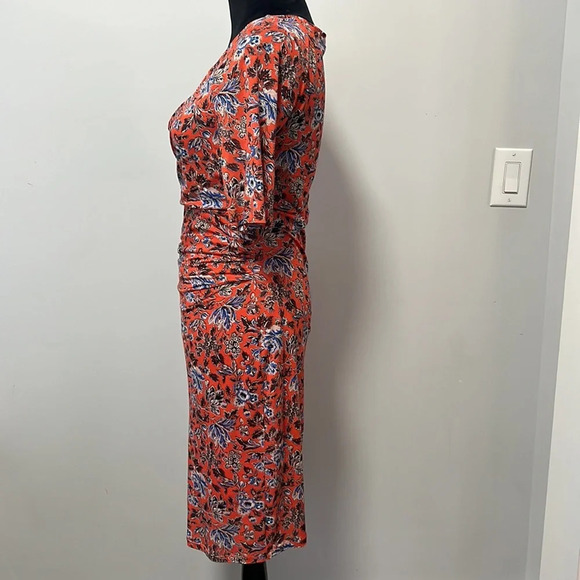 Boden Rita Ruched Firecracker Painterly Floral Jersey Dress size 6P - Picture 5 of 9